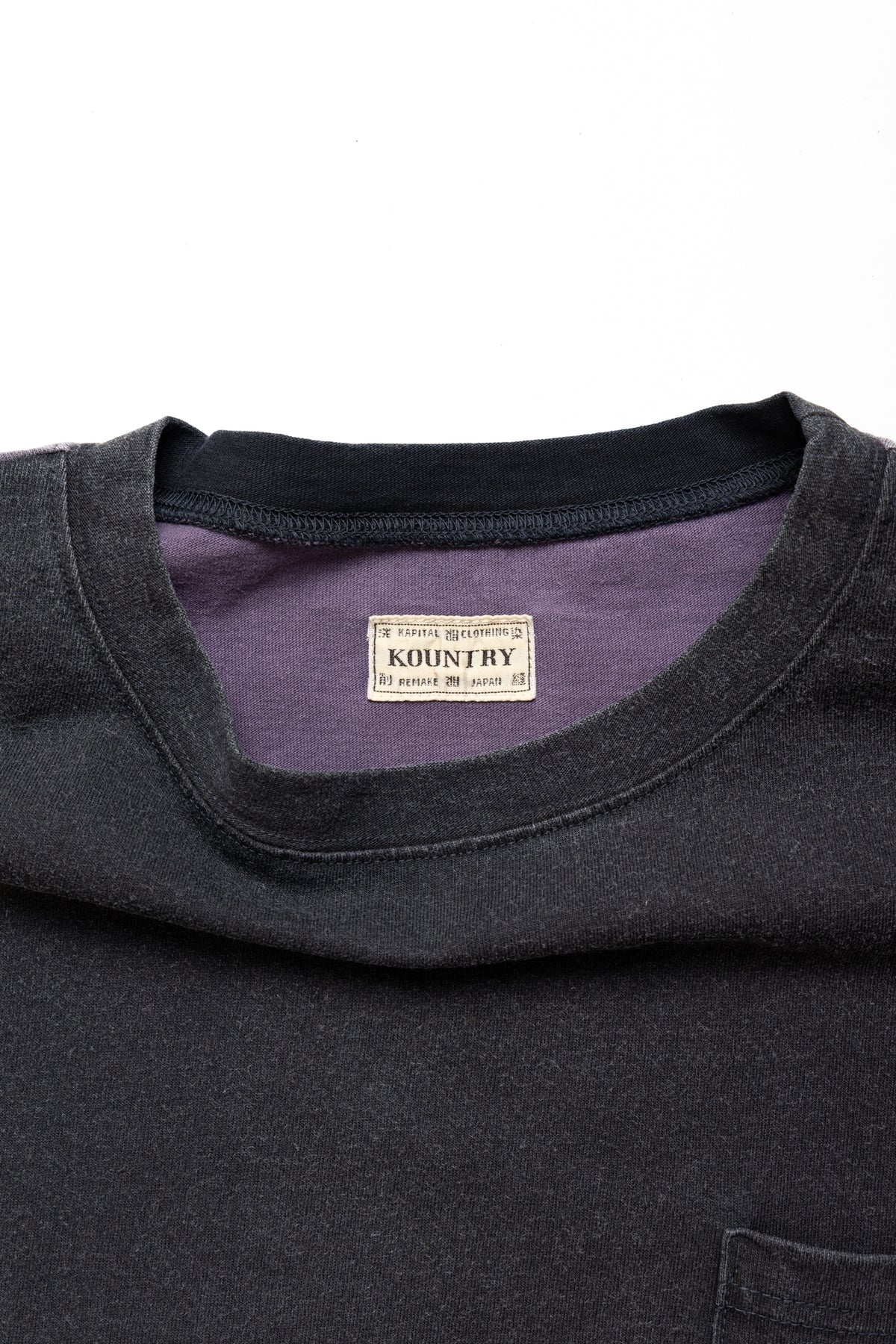 Kapital Jersey 2TONES BIG Pocket T (BONE) - Black x Purple