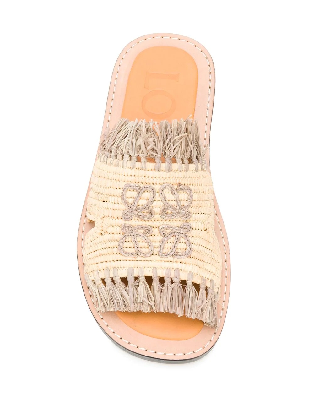 raffia flat sandals - 4