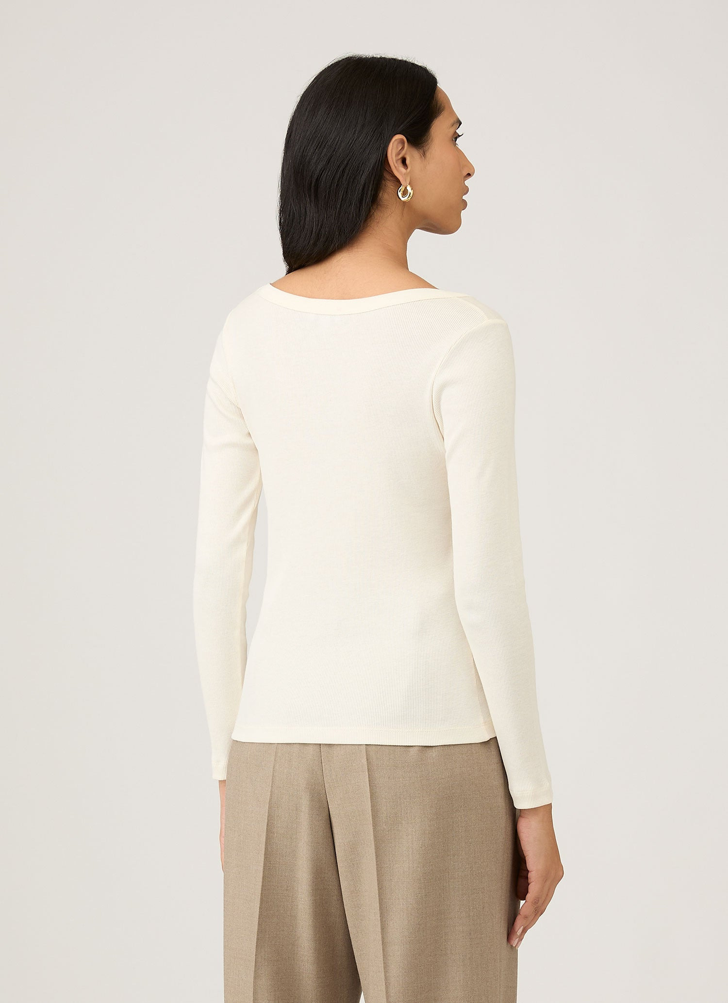 Ribbed Scoop Neck T‑shirt - 3