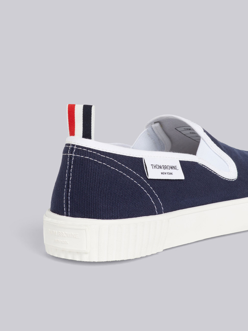 Thom Browne Navy Canvas Slip-On Heritage Trainer outlook