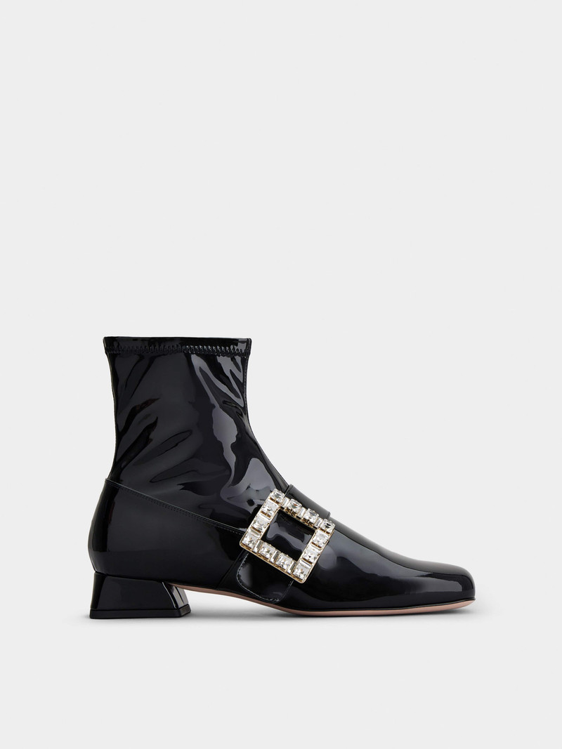 Très Vivier Babies Strass Buckle Strech Boots in Patent Leather 1