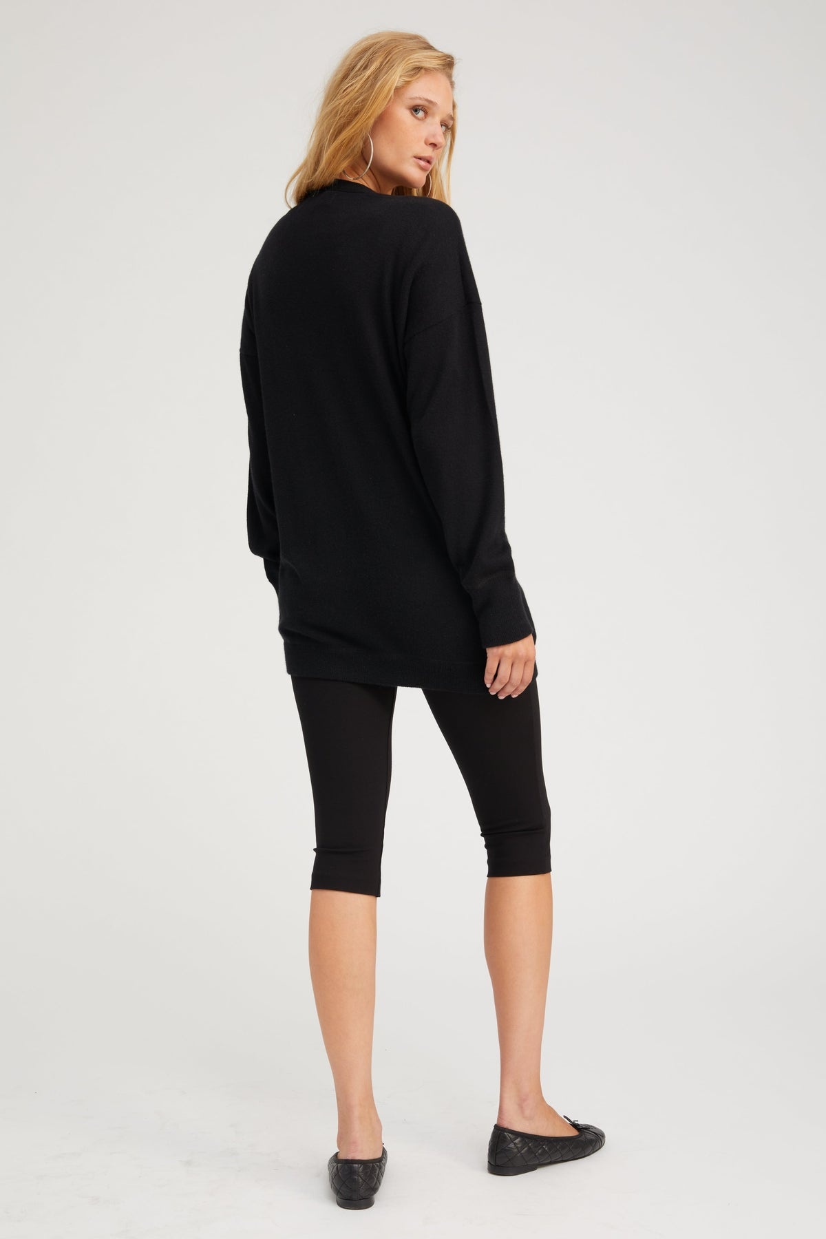 BLACK CASHMERE BOYFRIEND CARDIGAN - 6