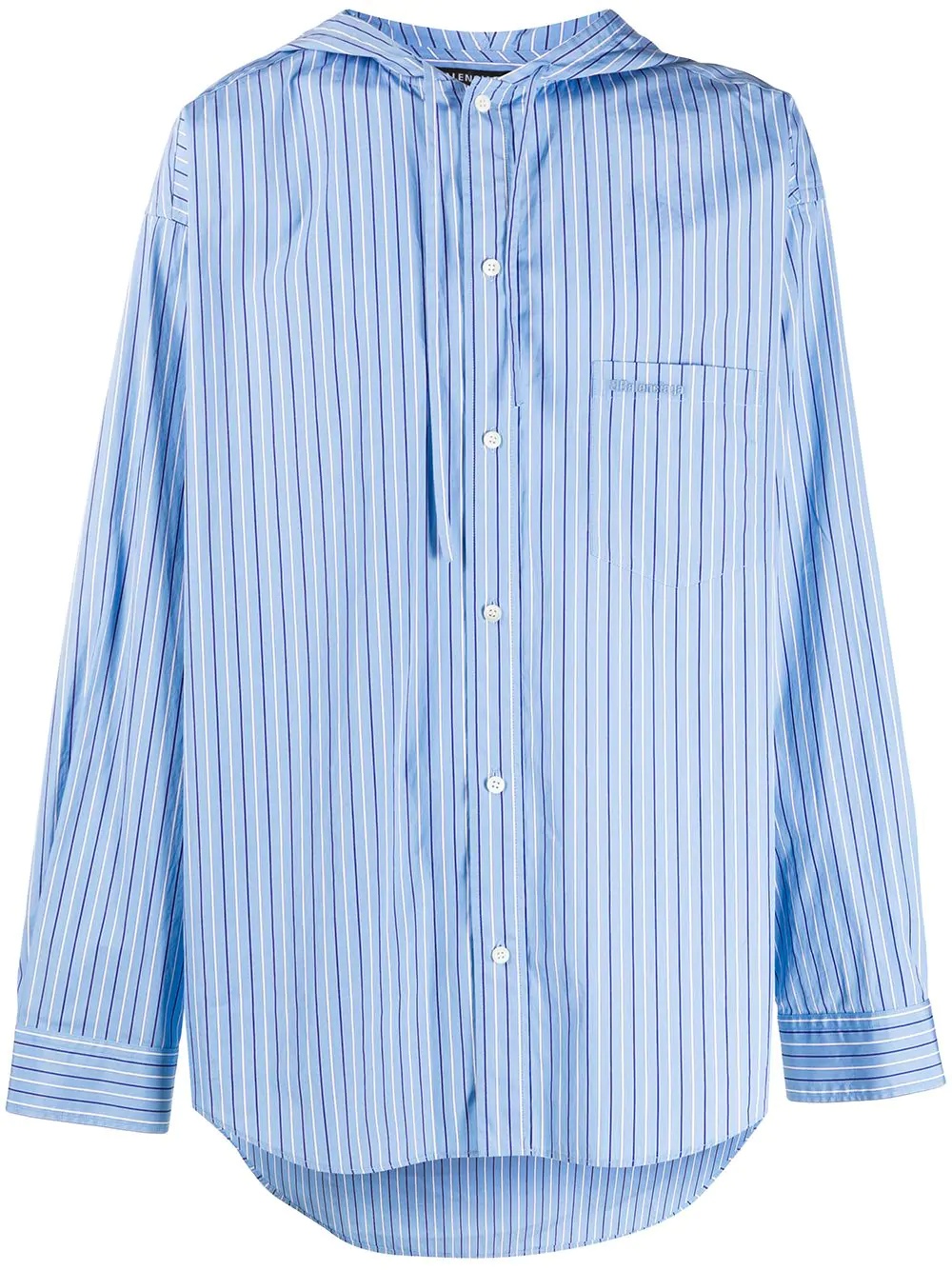 pinstriped hooded cocoon shirt - 1