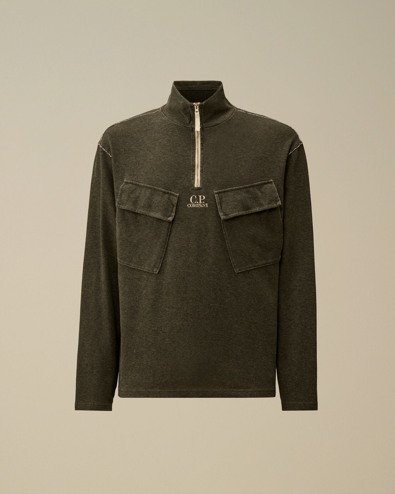 Heavy Jersey Plated Half Zip Sweatshirt 1