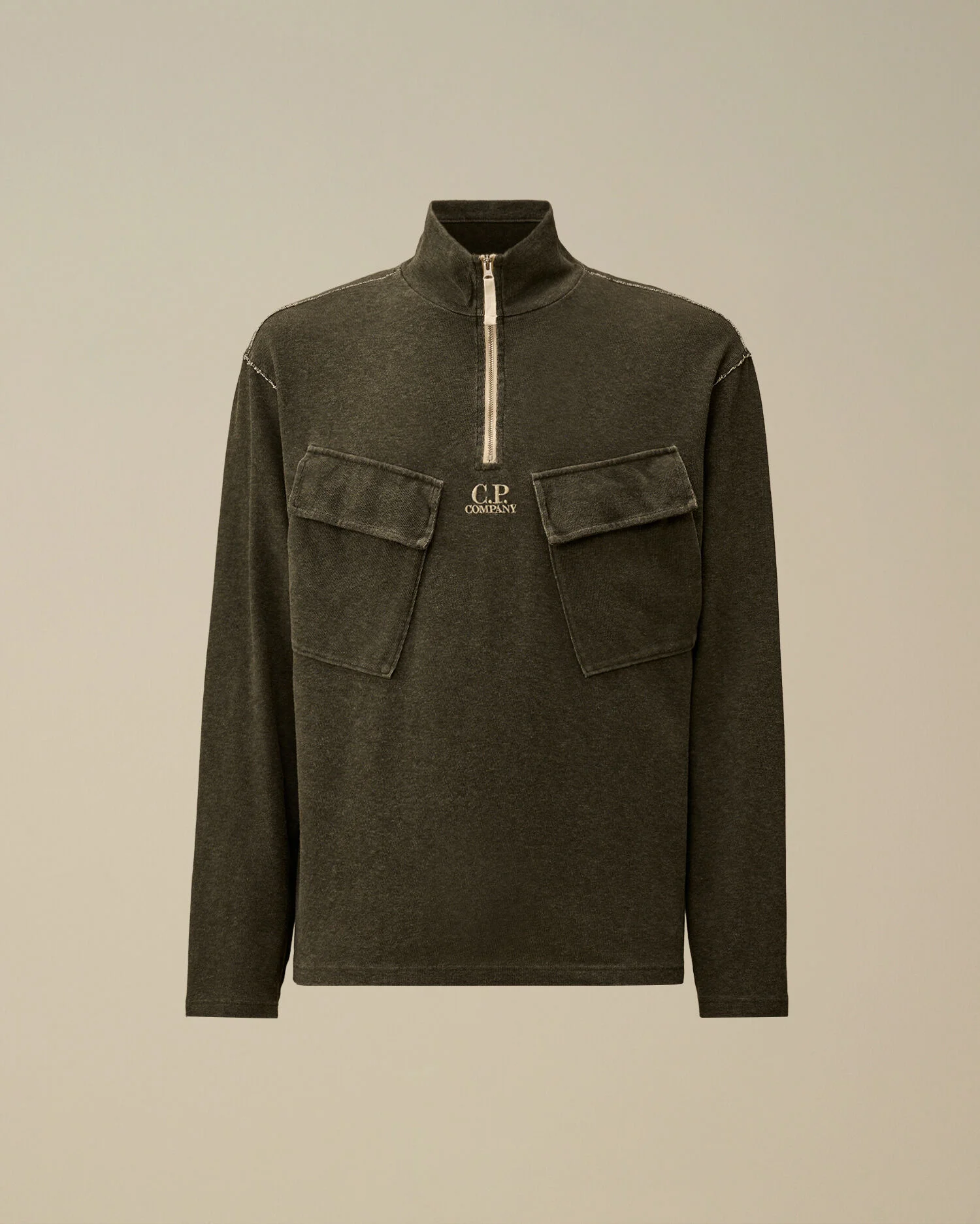 Heavy Jersey Plated Half Zip Sweatshirt - 1