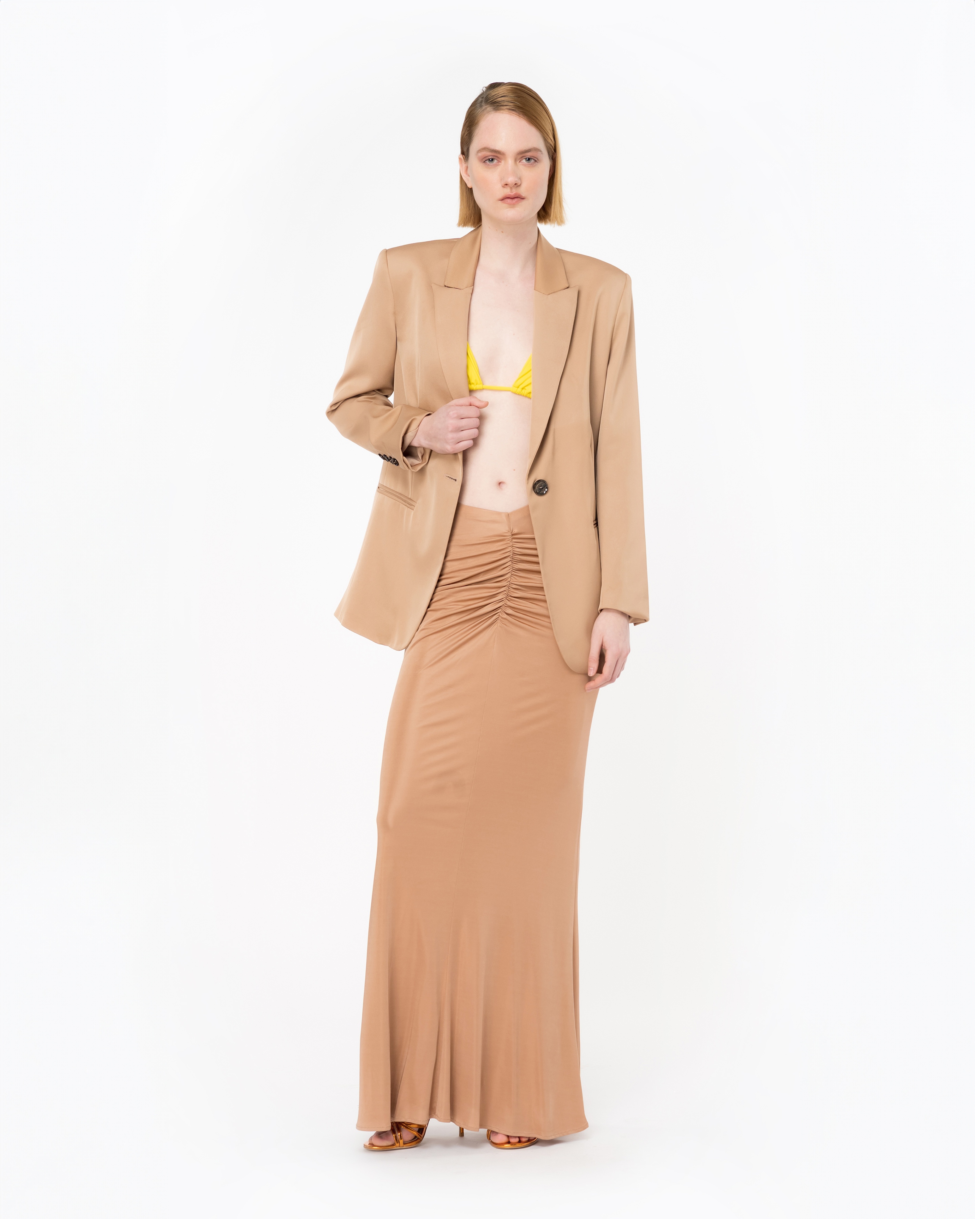 LONG GLOSSY JERSEY SKIRT - 2