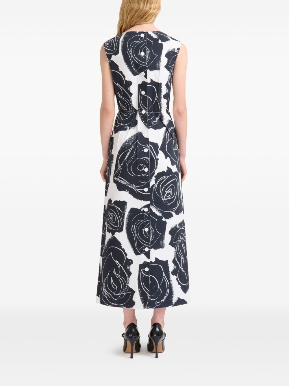 rose-print midi dress - 4