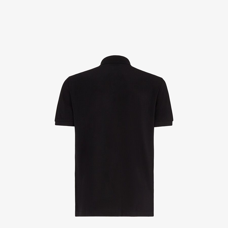 Black cotton polo shirt - 2