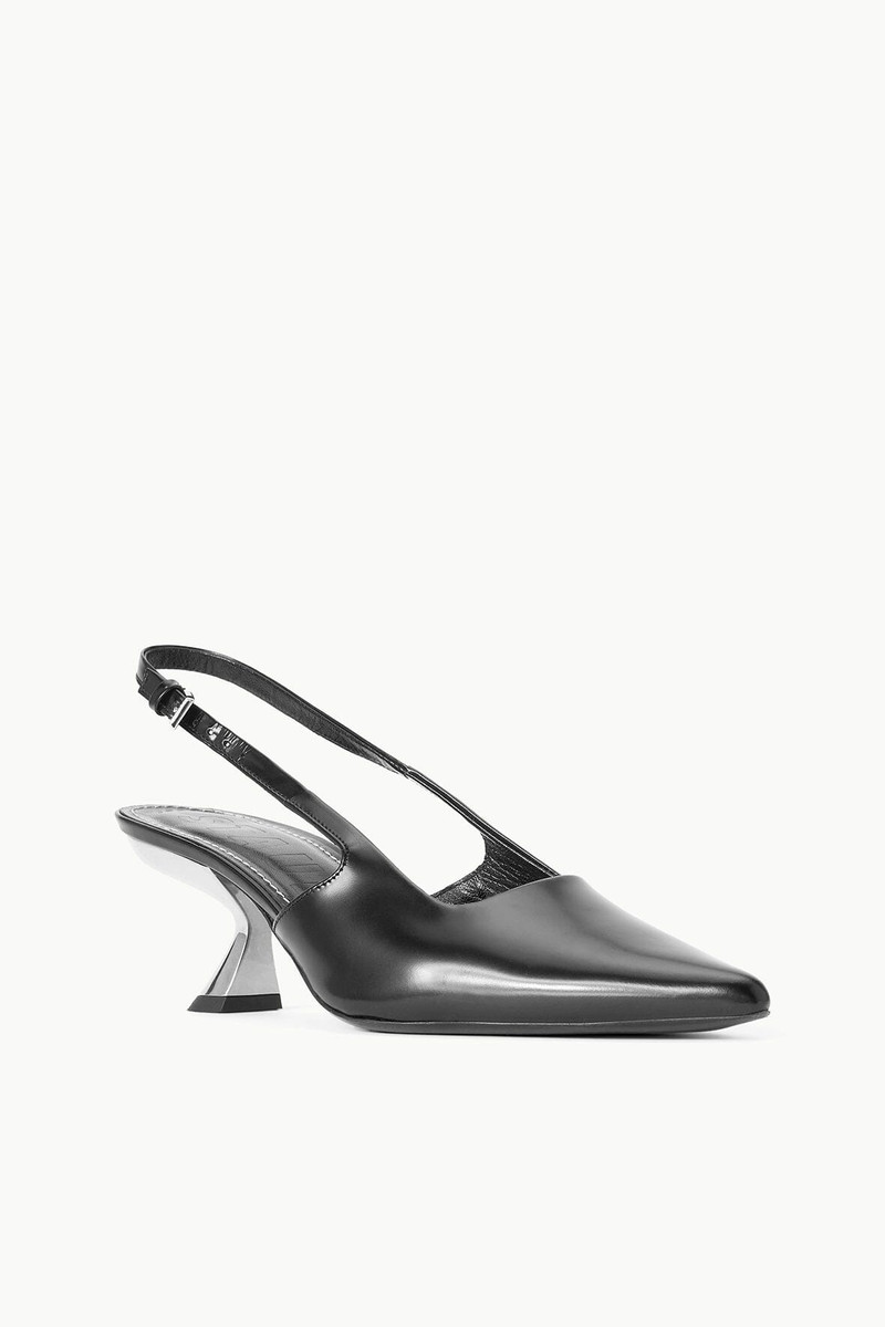 STAUD NEVE SLINGBACK KITTEN HEEL BLACK METALS 5