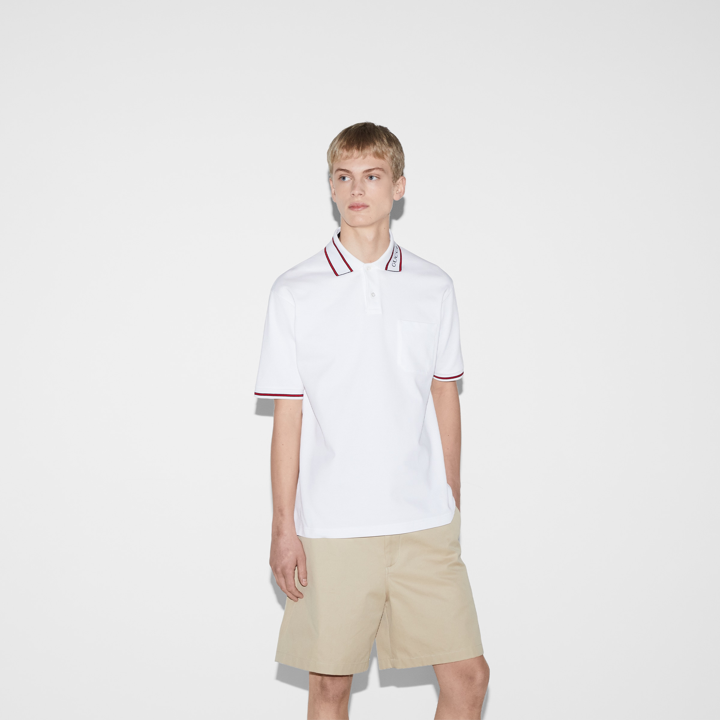 Cotton piquet polo shirt with Web - 3