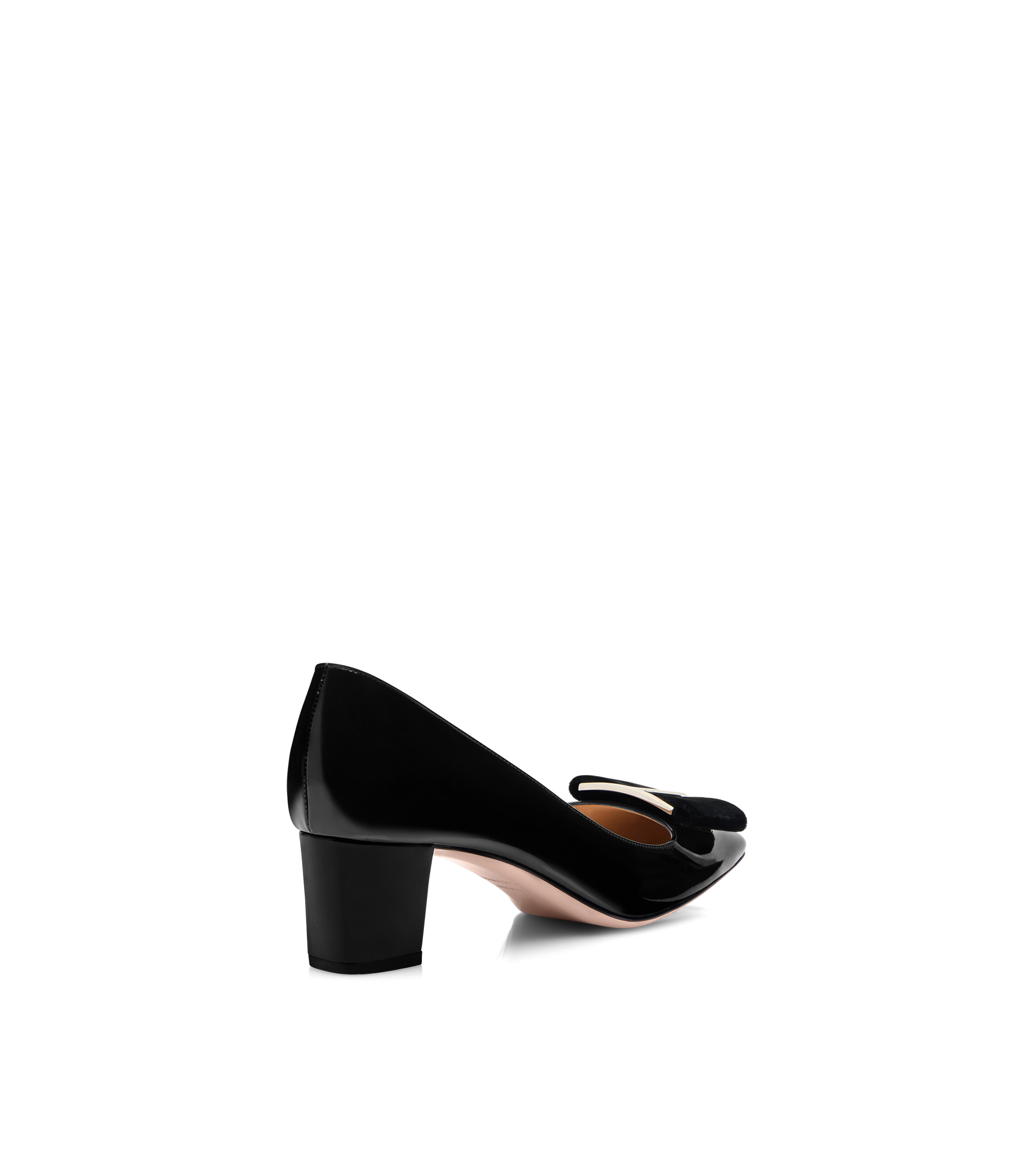 PATENT LEATHER AND VELVET AUDREY PUMP - 3