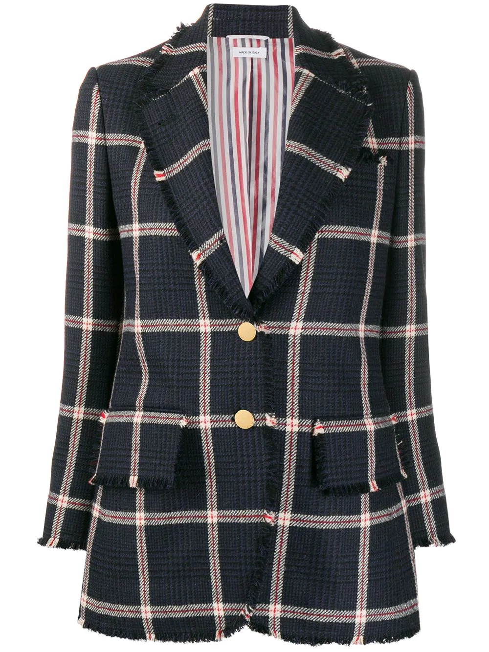 check-pattern tweed blazer - 1