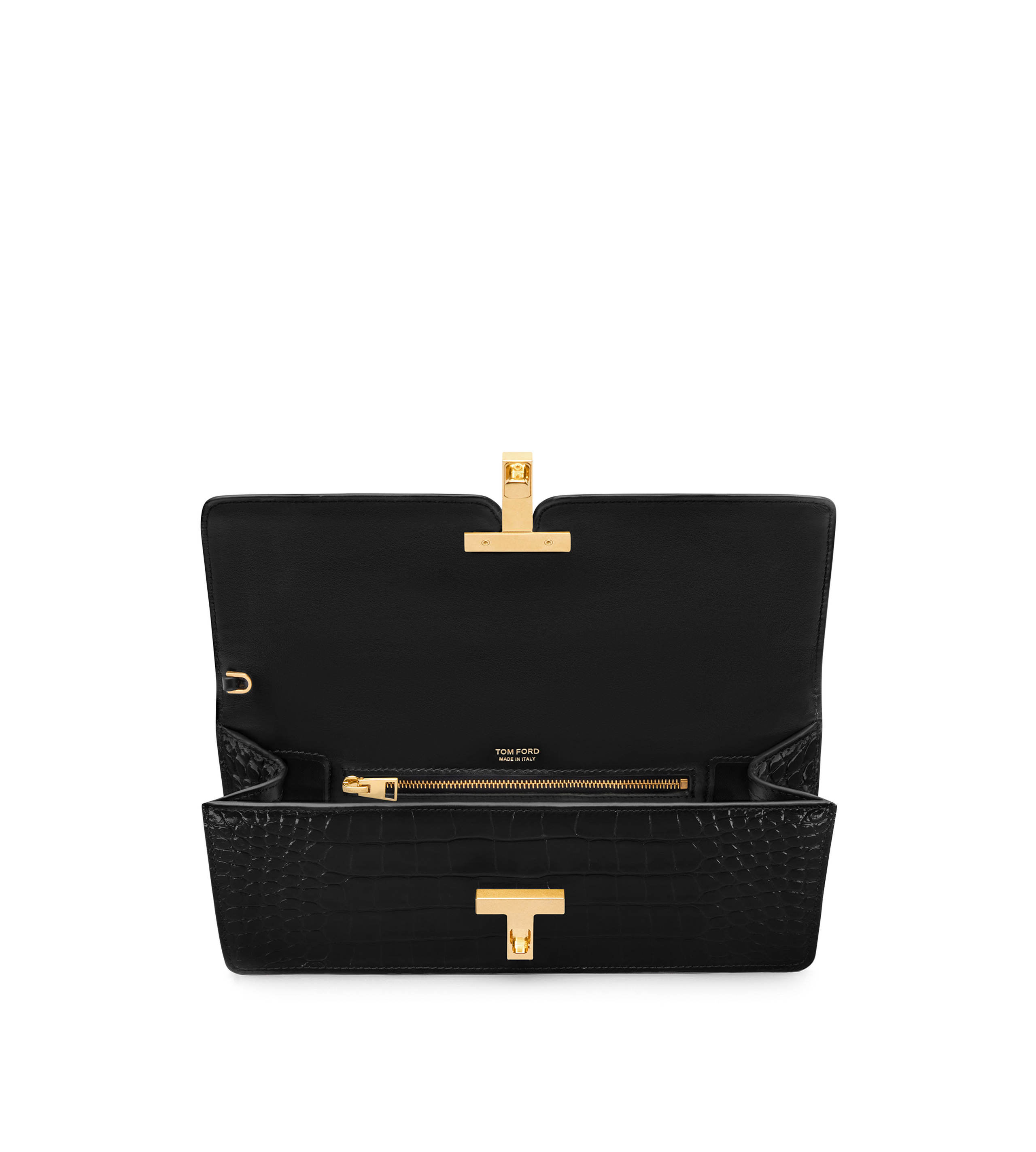 SHINY STAMPED CROCODILE LEATHER WALLIS CLUTCH - 4