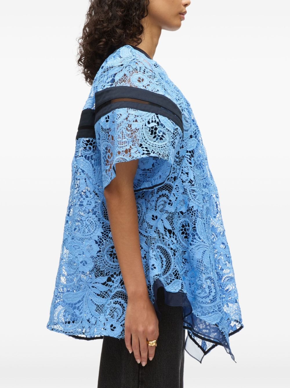 lace-panel blouse - 5