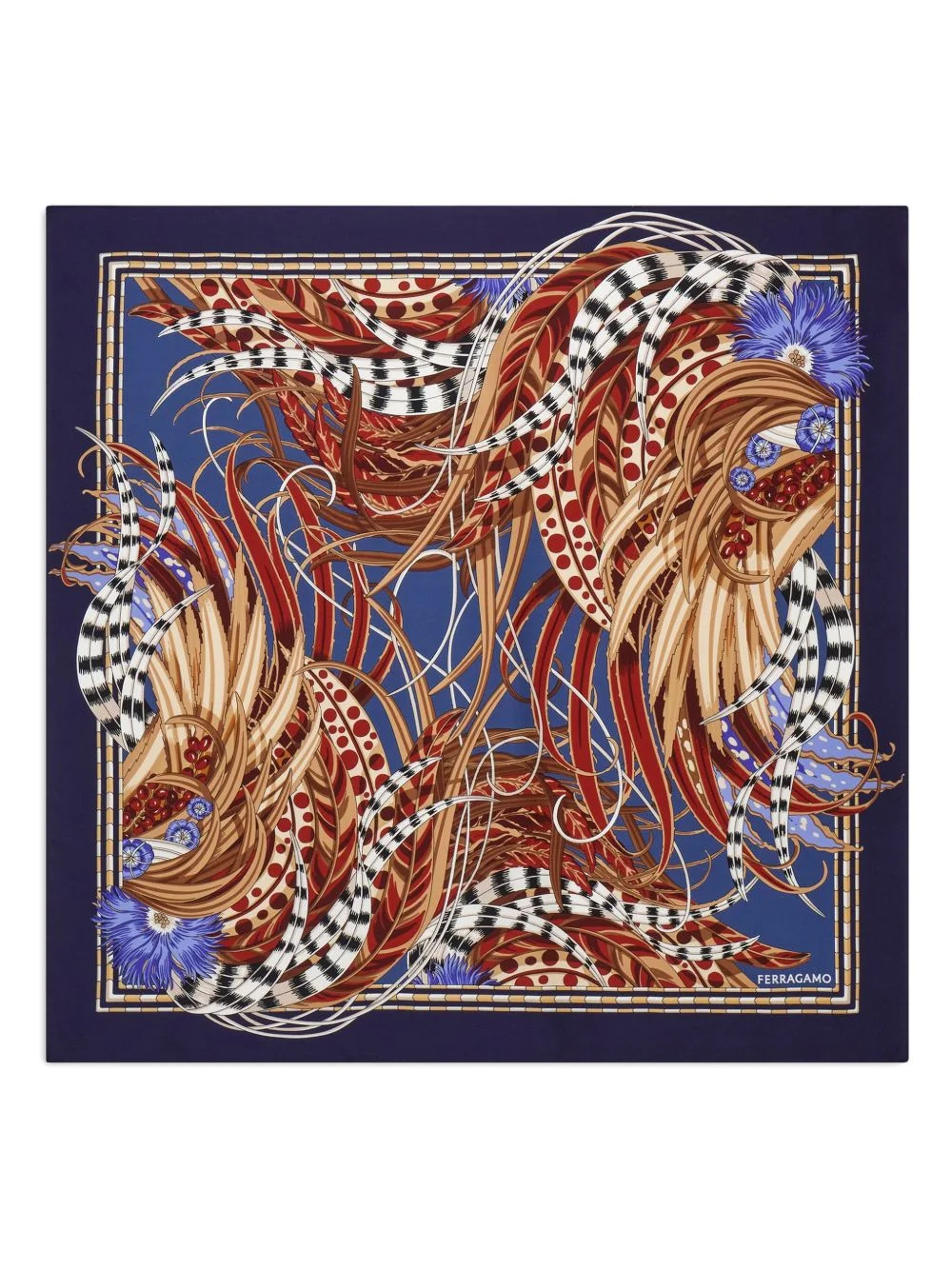 Rooster-print silk scarf - 1