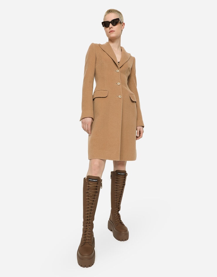 Single-breasted camel wool coat - 5