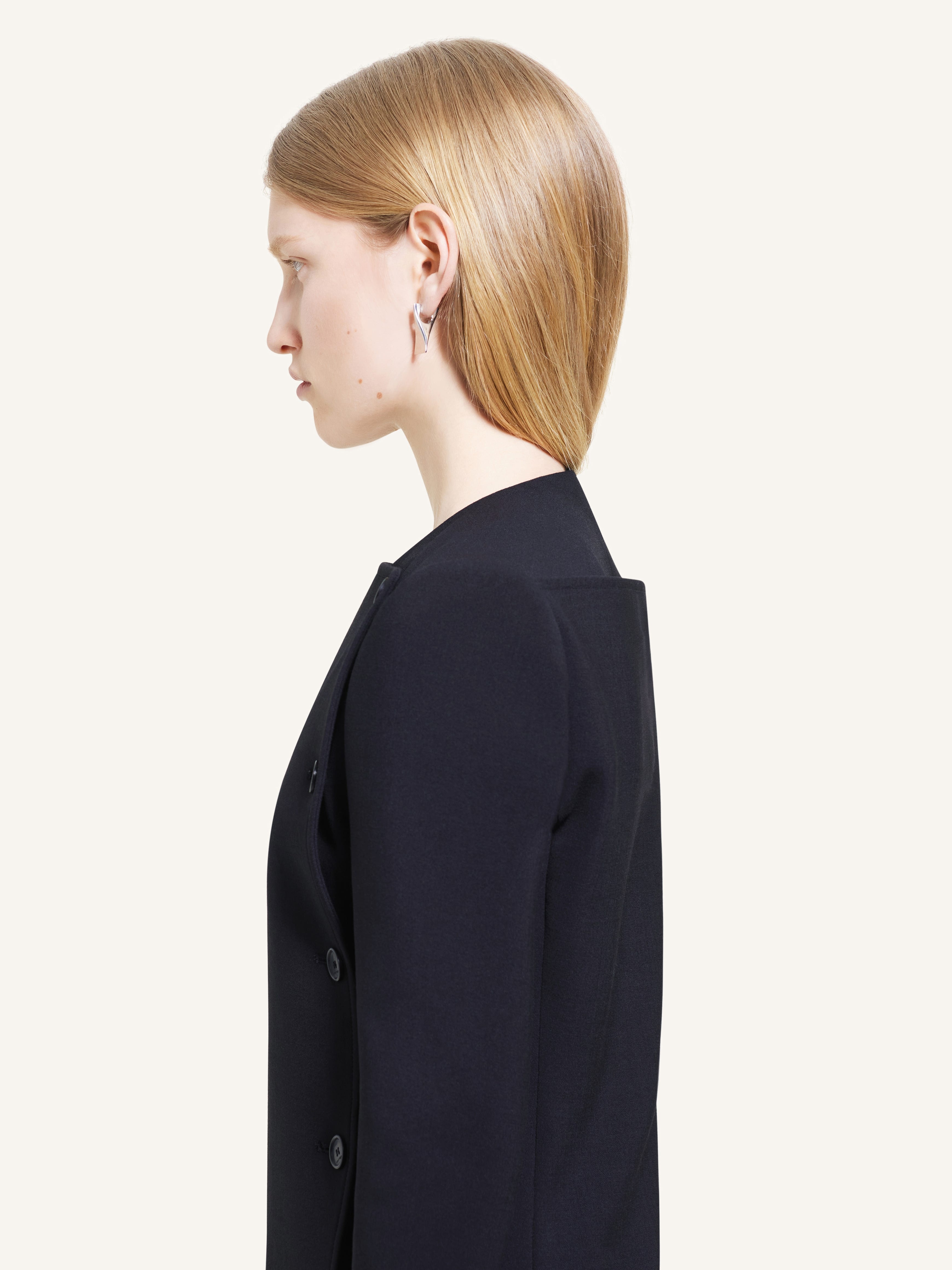 LONG BUTTONED TAILORED COAT - 5