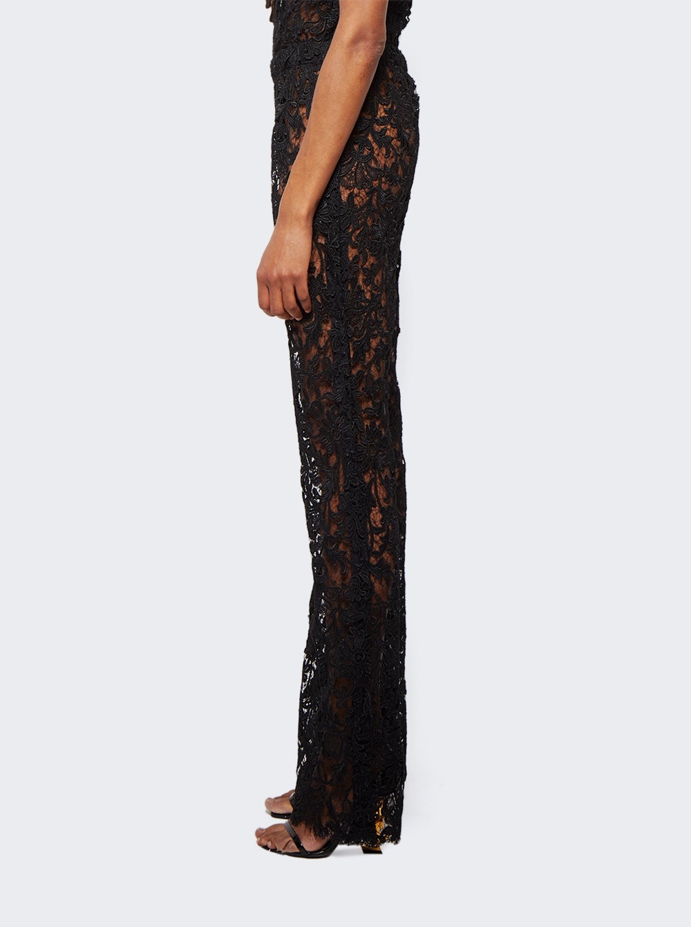 Floral Guipure Lace Pants Black - 4