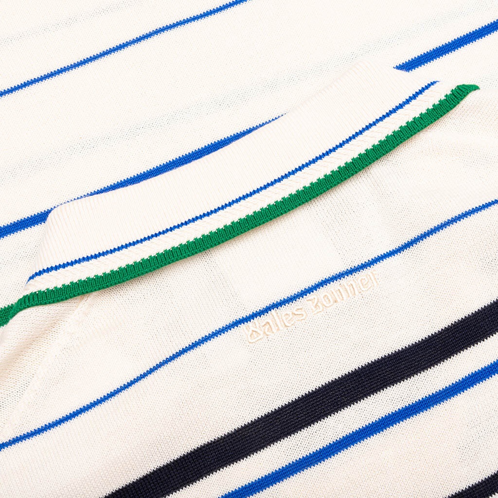 ADIDAS X WALES BONNER KNIT POLO - WONDER WHITE/GREEN/BLUE BIRD - 3