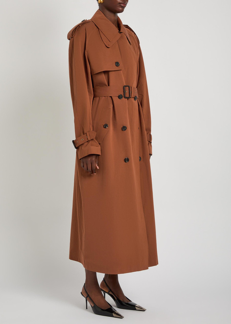 SAINT LAURENT Saint Laurent Double-breasted Cotton and Silk-blend Trench Coat outlook