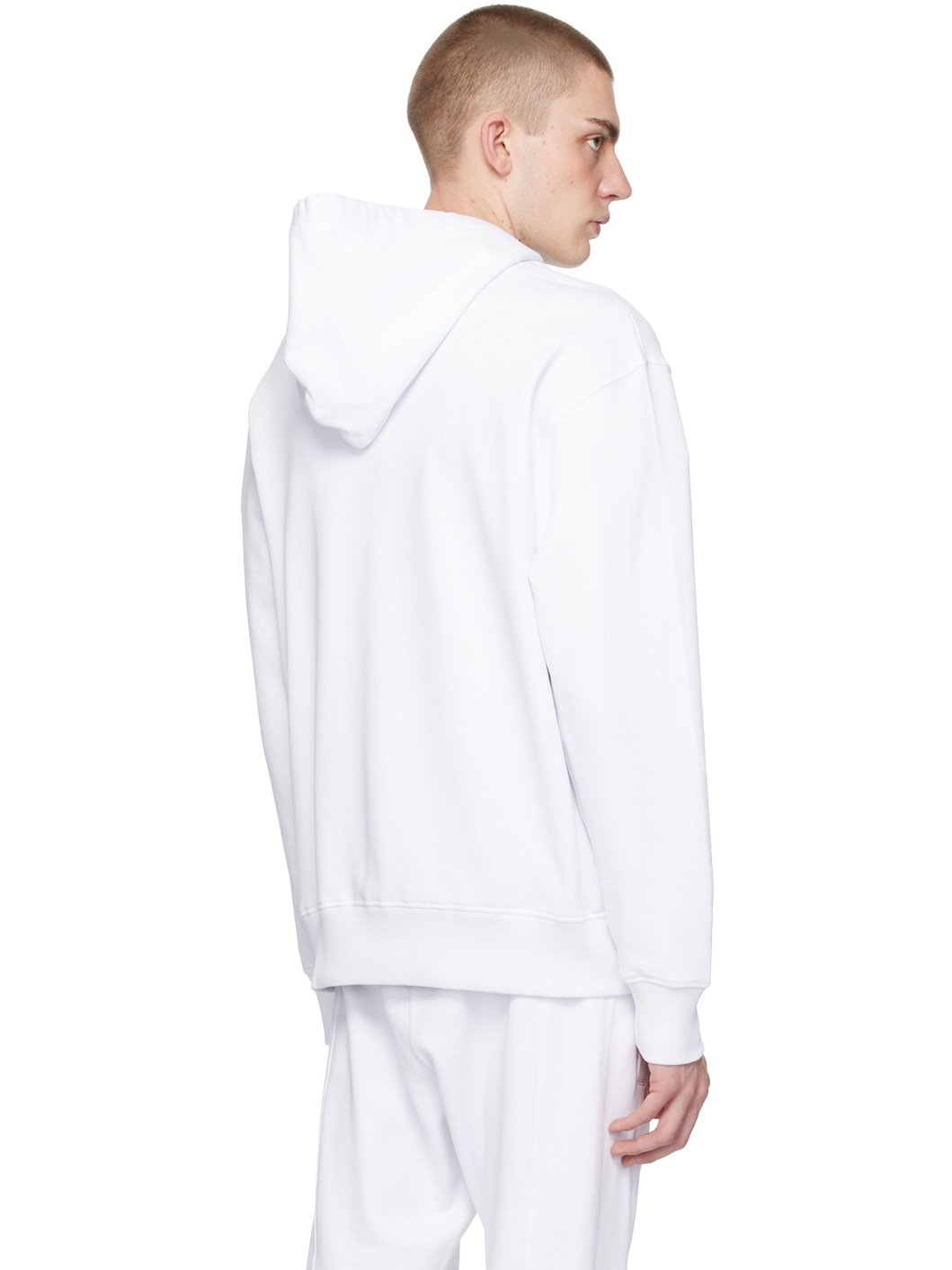 White Embroidered Hoodie - 3
