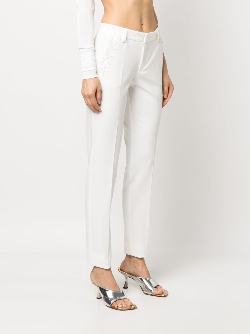Prune rhinestones-studded trousers - 3