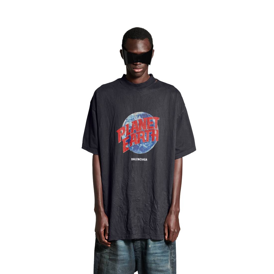 Men's Planet Earth T-shirt Oversized in Black - 5