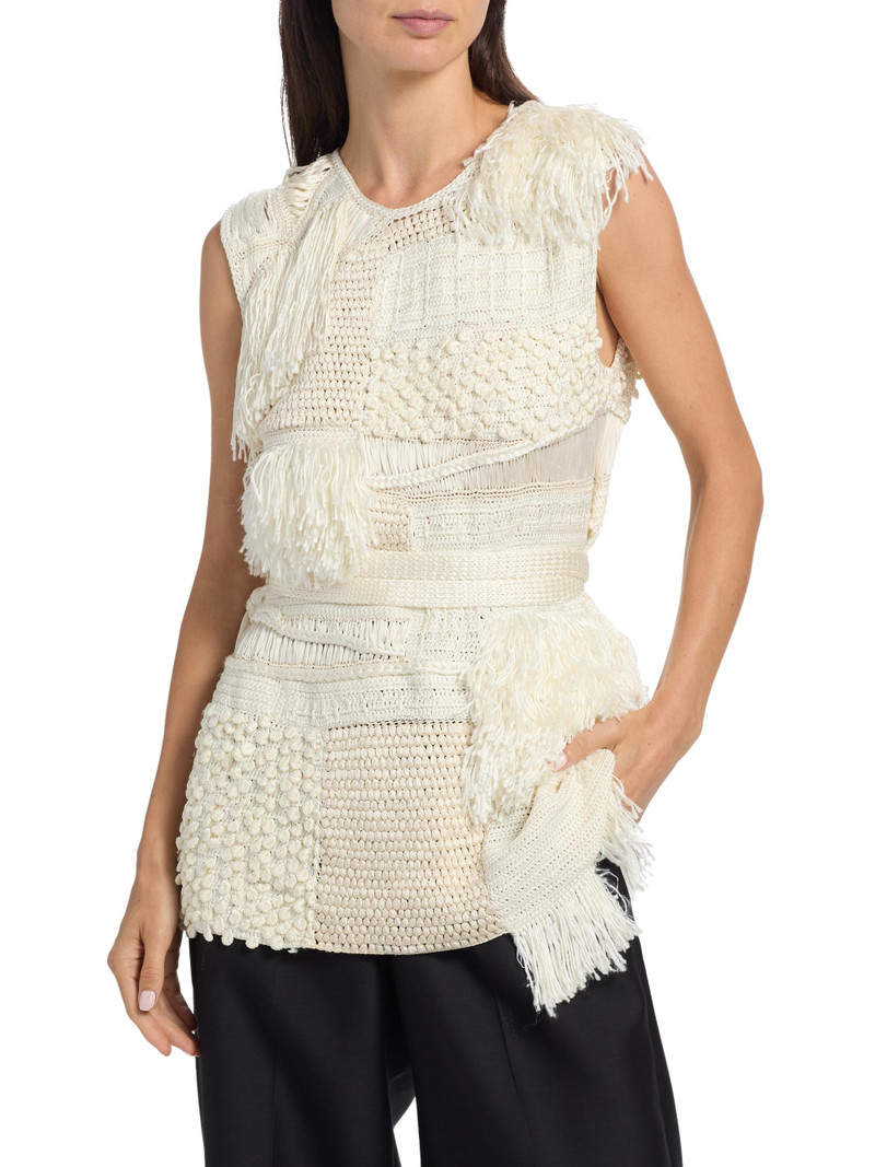 Women's Laia Crochet Silk Top - Cream 3