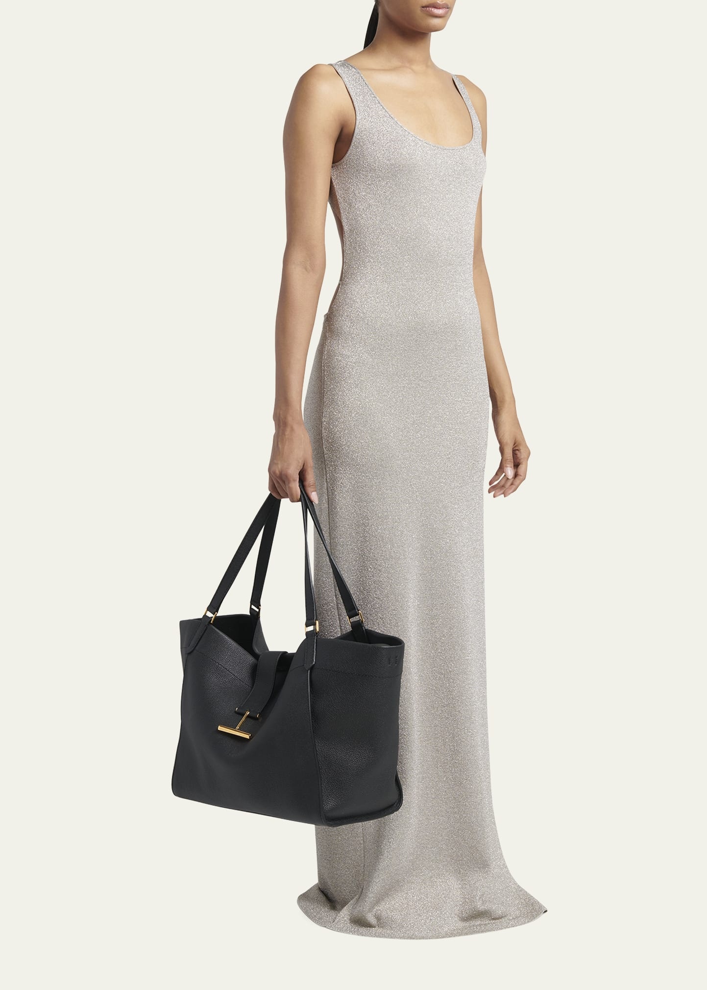 Tara Large Grain Leather Tote Bag - 5