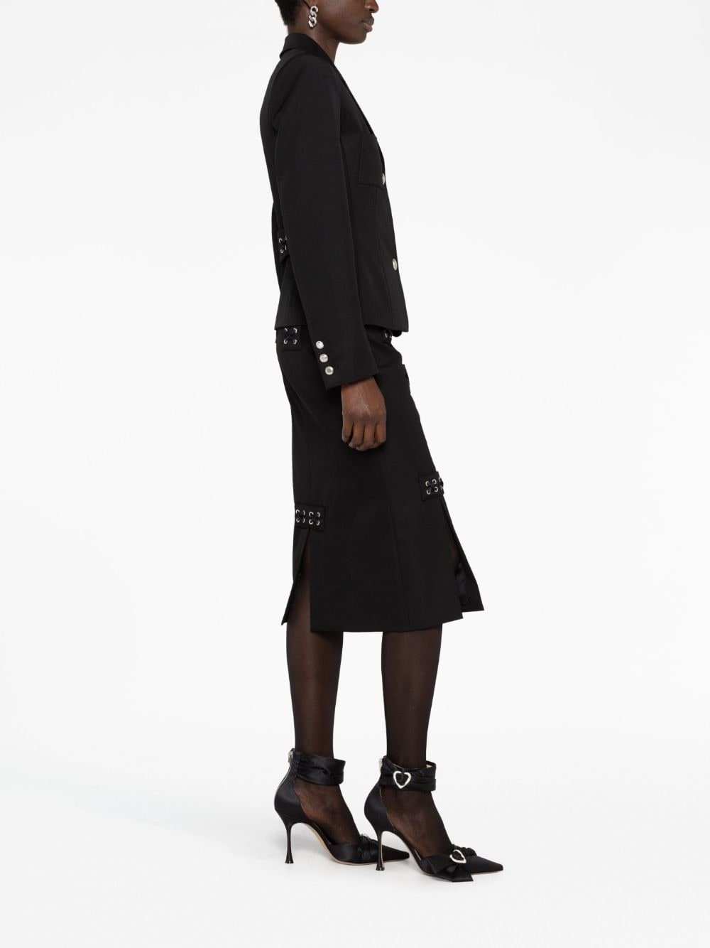 lace-up wool-blend blazer - 6