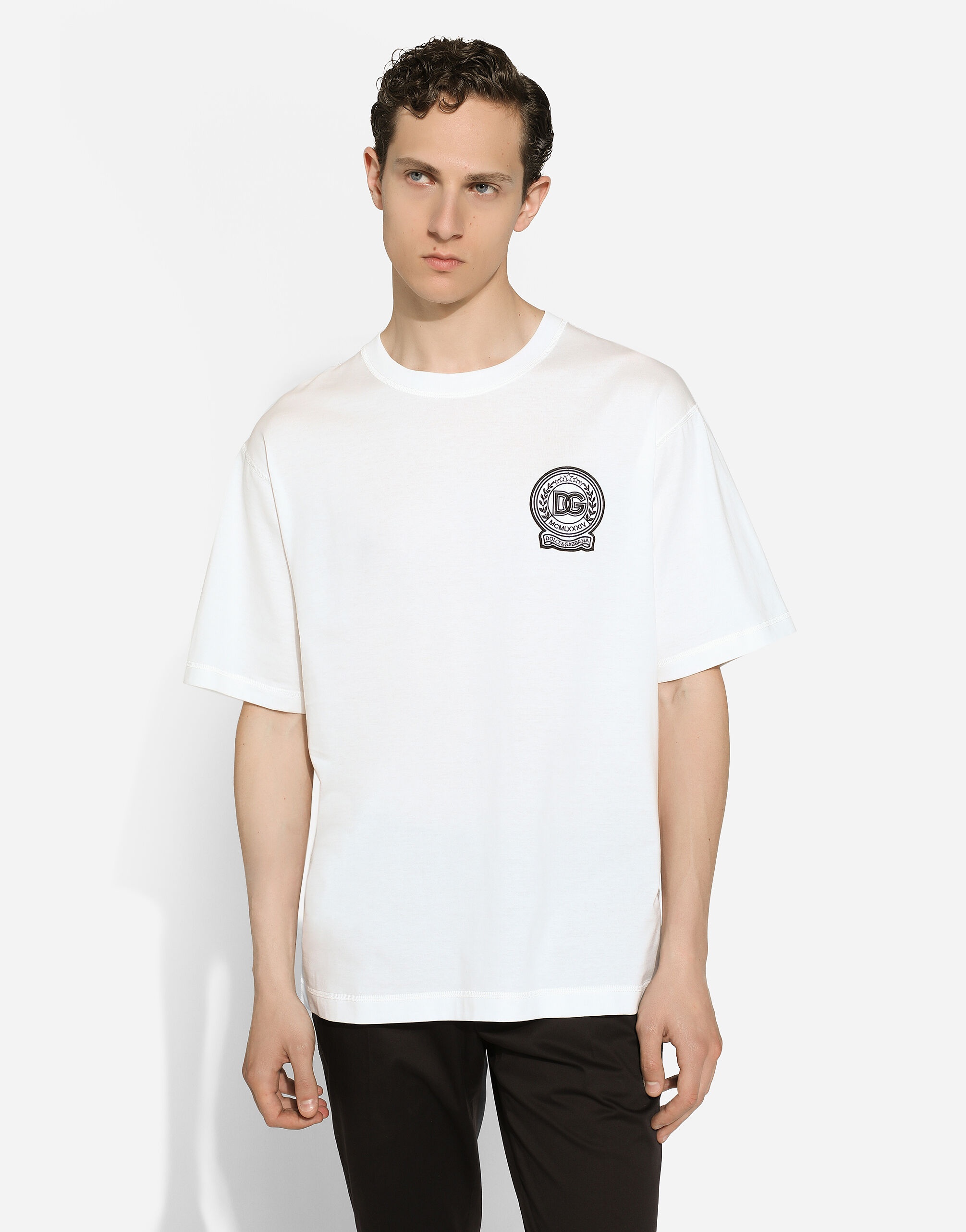 Cotton T-shirt with logo embroidery print - 4