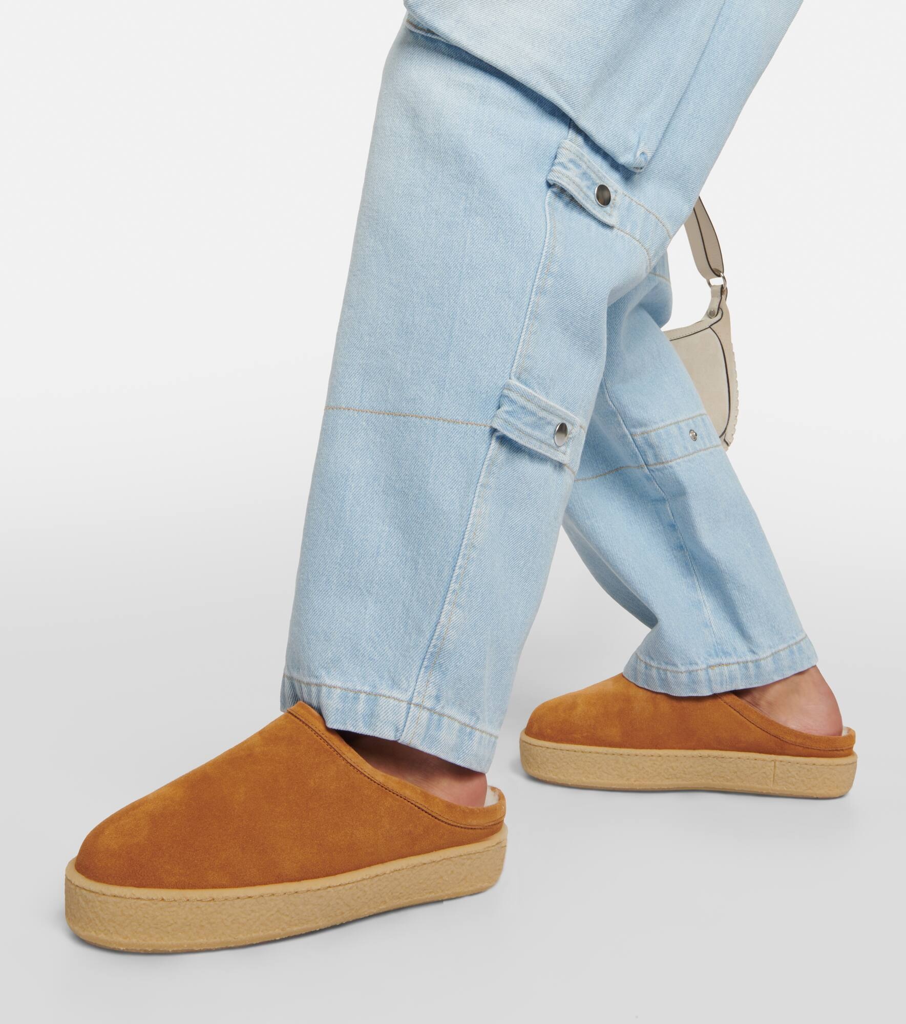 Fozee shearling-lined suede slippers - 4