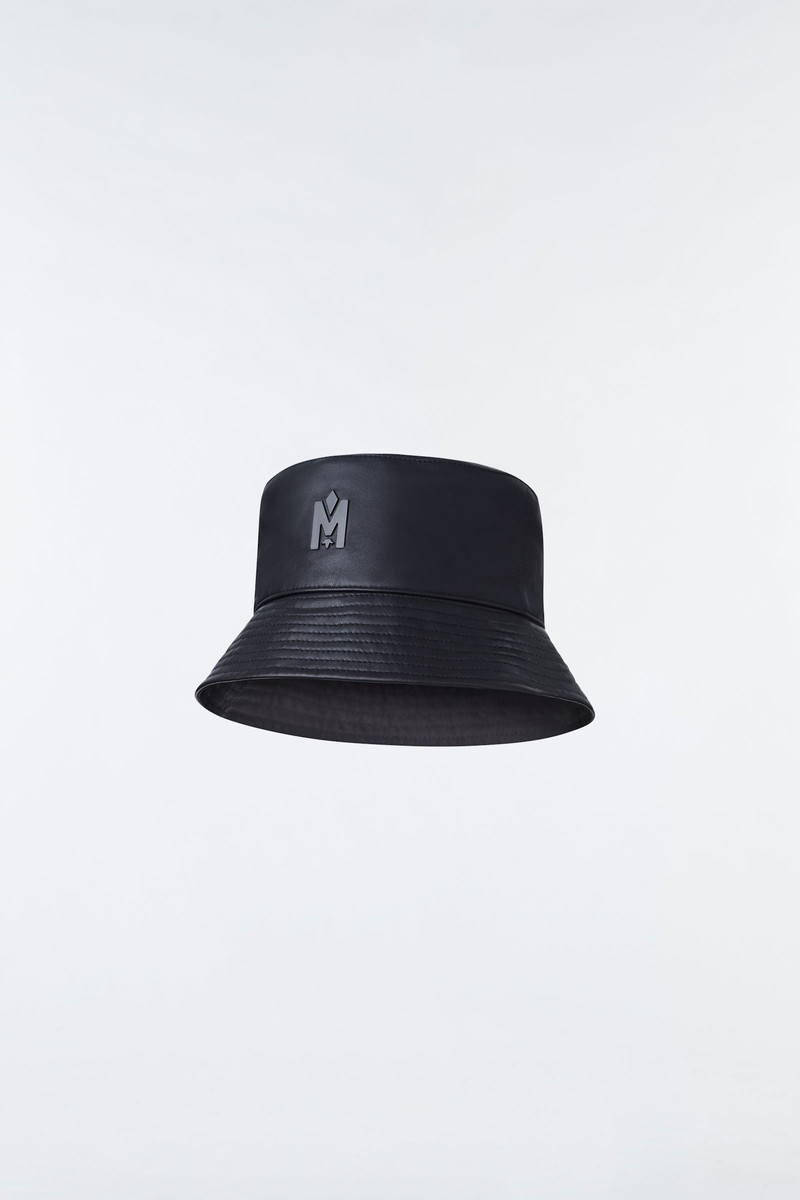 BENNET Leather bucket hat with metal logo 1