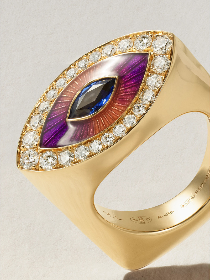 Evil Eye 18-karat Gold, Diamond And Sapphire Ring 4