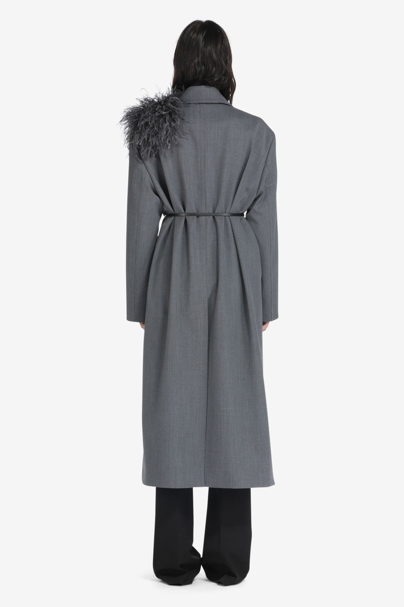 N°21 FEATHER-TRIM DOUBLE-BREASTED COAT outlook