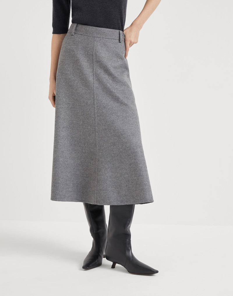 Virgin wool double cloth flute skirt - 1