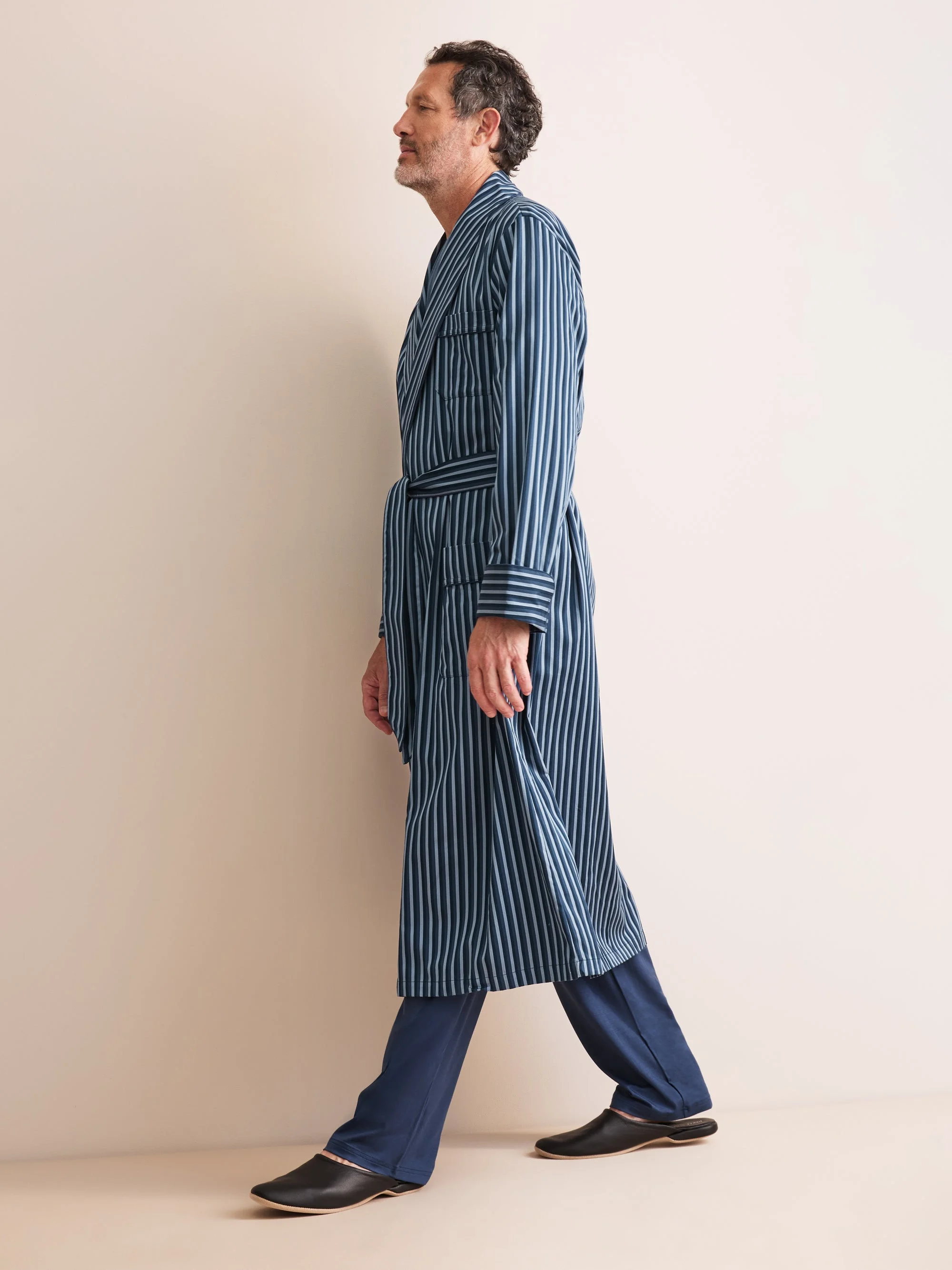 Wellington Cotton Robe Blue Stripe - 1