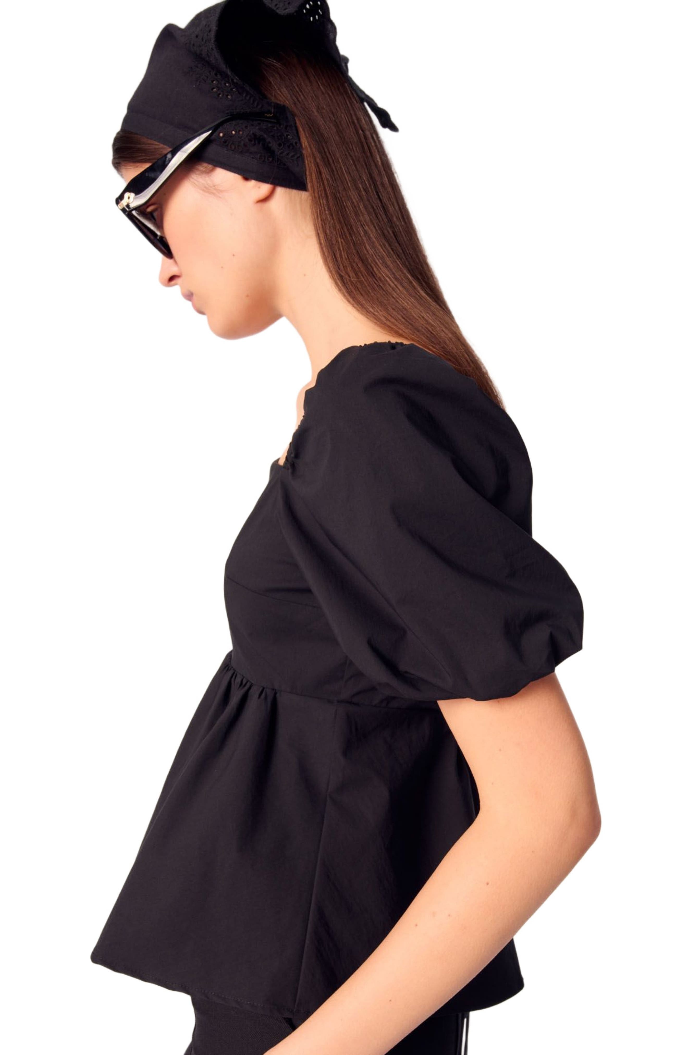 maje Poplin top with balloon sleeves in Black at Nordstrom - 5
