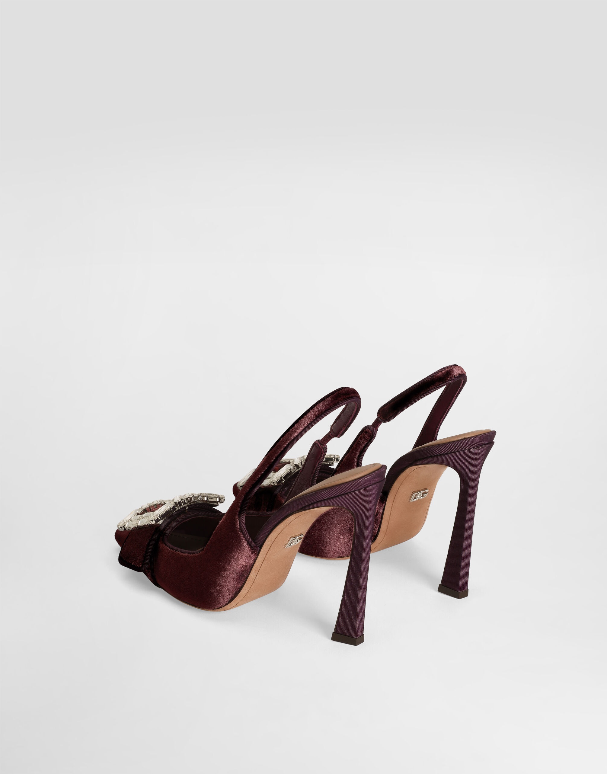 Velvet slingbacks with bejeweled buckle - 3
