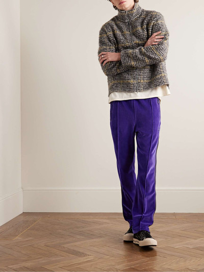 NEEDLES Webbing-Trimmed Logo-Embroidered Cotton-Blend Velour Track Pants outlook