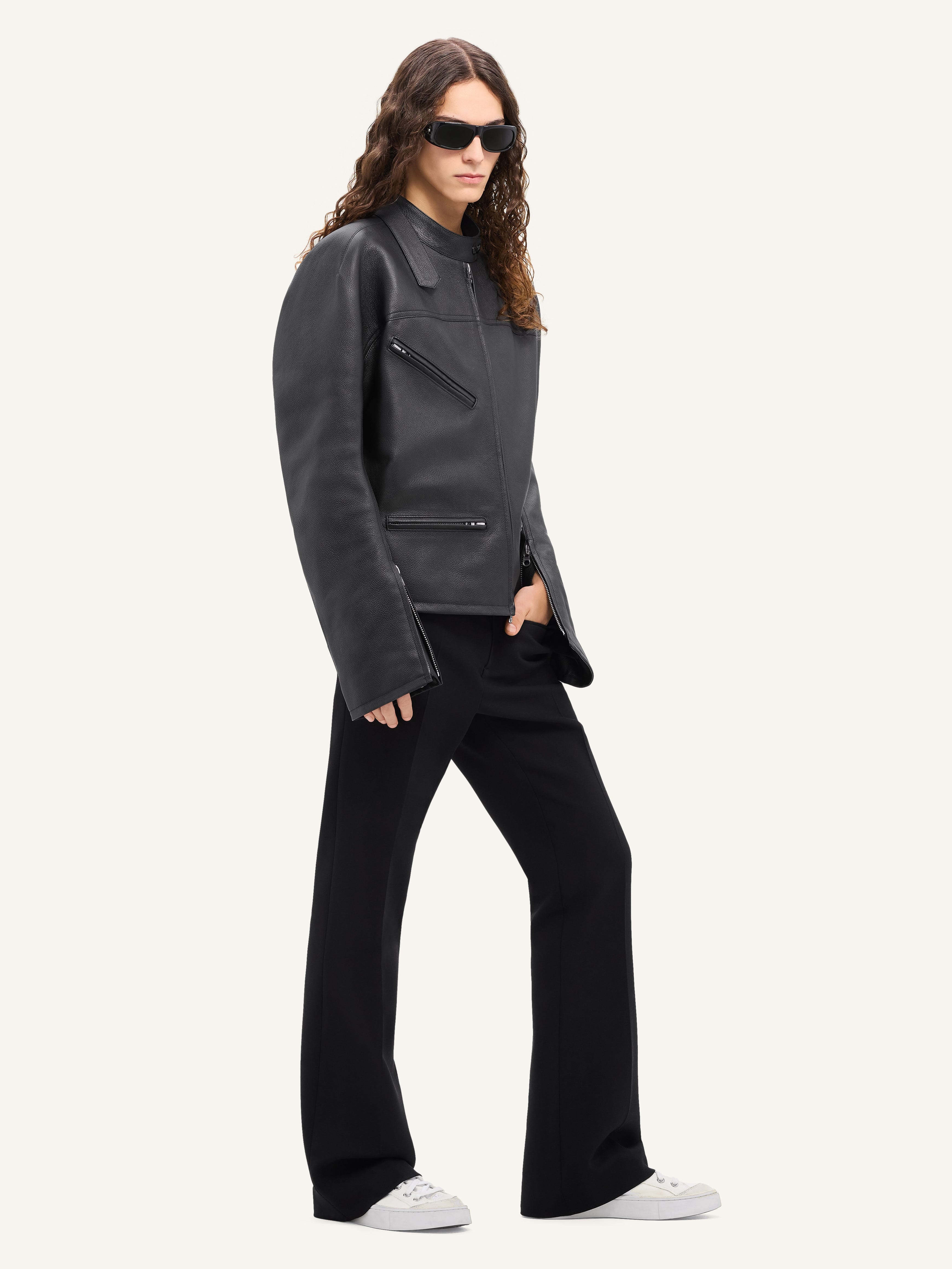 RACER BUCKLE LEATHER JACKET - 4