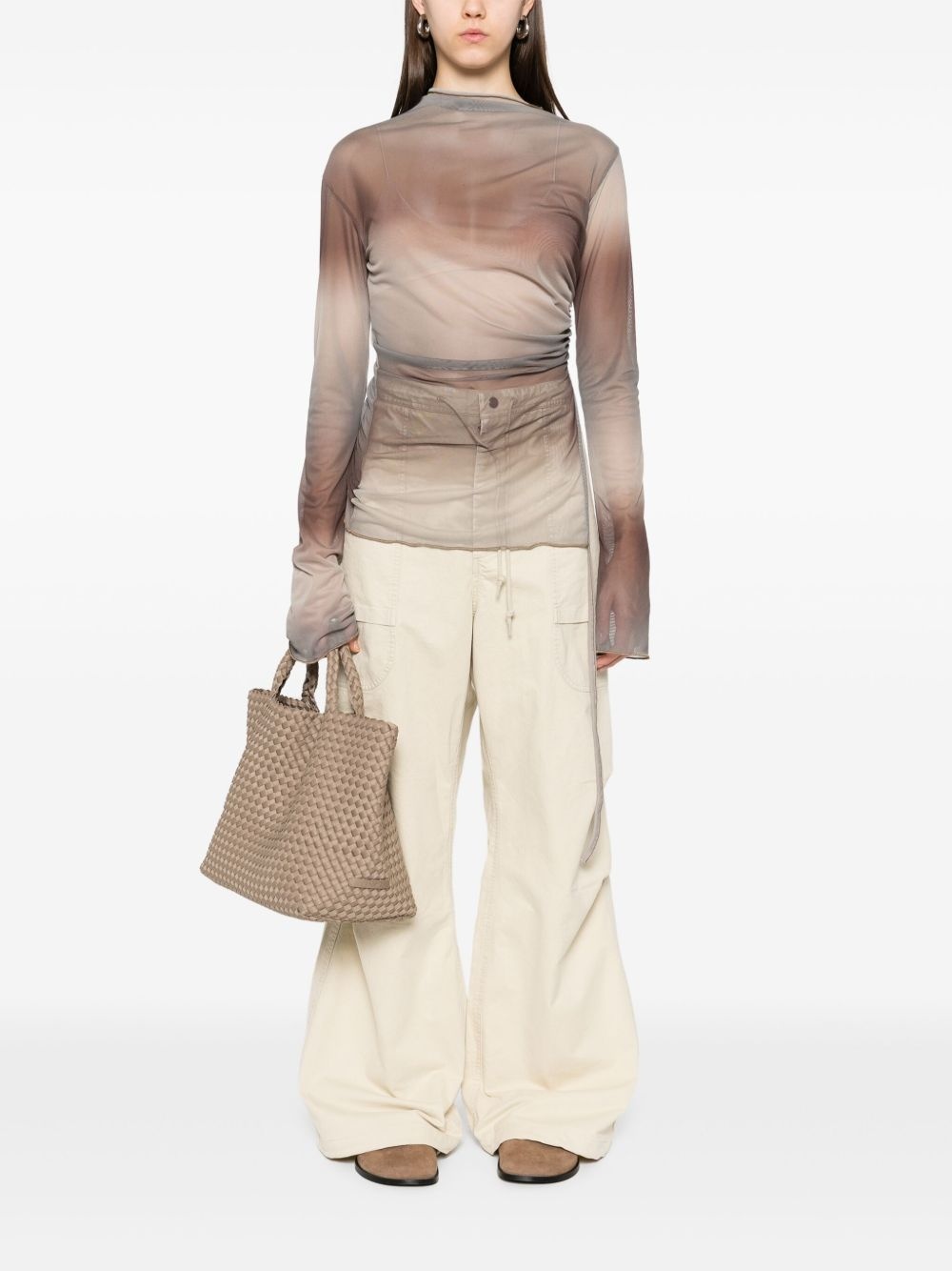 cotton wide-leg trousers - 2