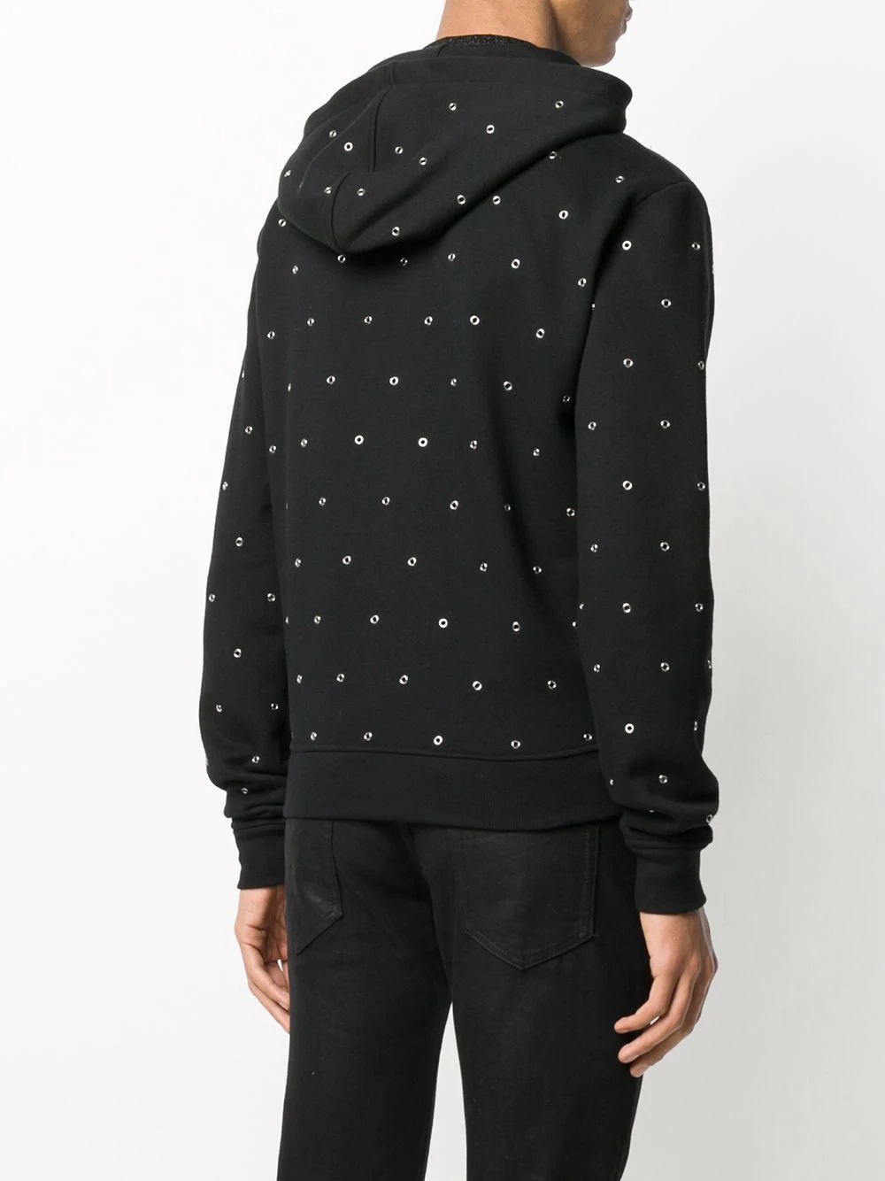 eyelet detailed zip-up hoodie - 4