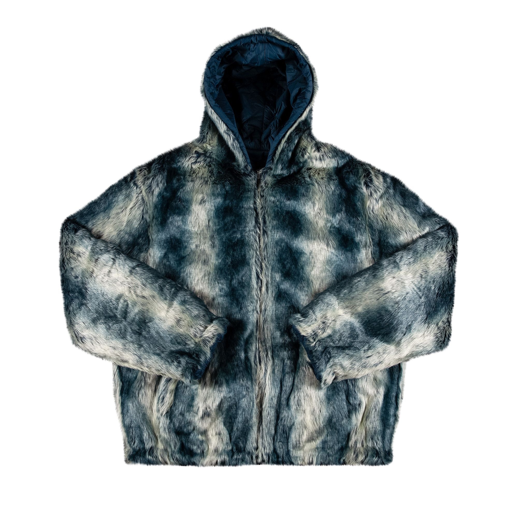 Supreme Faux Fur Reversible Hooded Jacket 'Ice Blue' - 1
