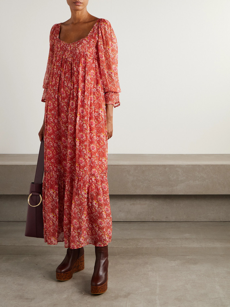 ALIX OF BOHEMIA Lilium Sunset Floral-print Chiffon Midi Dress outlook