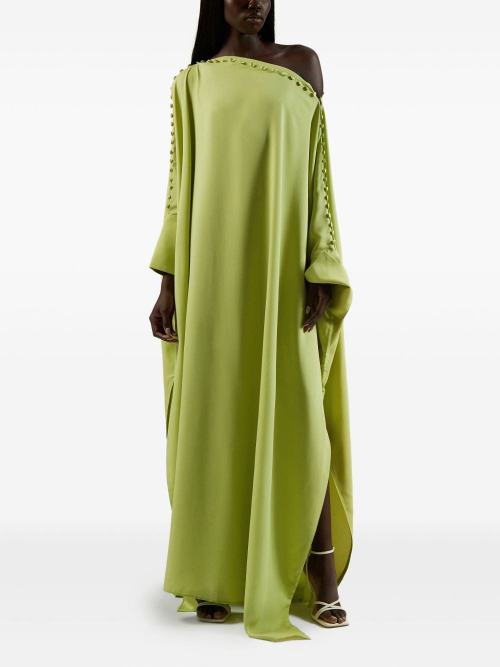 one-shoulder button-detail kaftan - 2