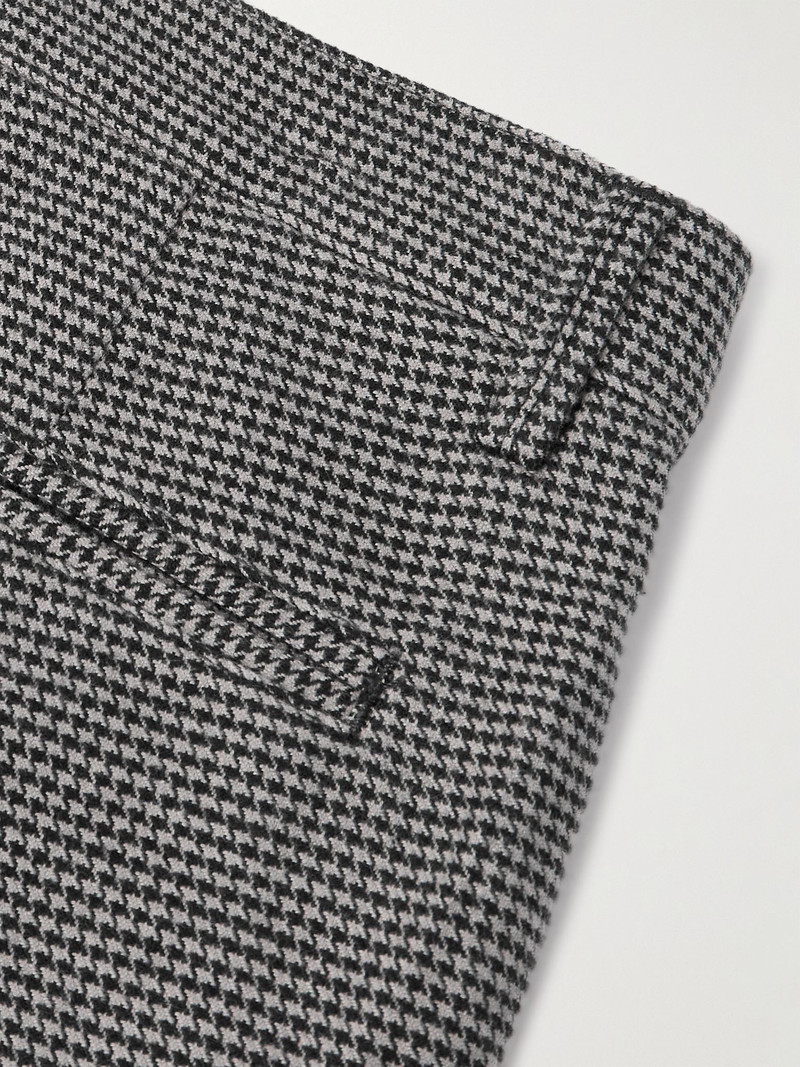 Stan Straight-Leg Pleated Houndstooth Cotton Trousers Gray 5
