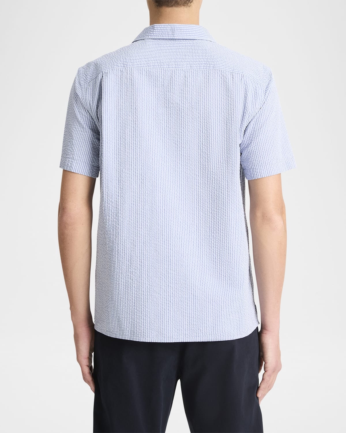 Men's Italian Cotton Seersucker Short-Sleeve Shirt - 3