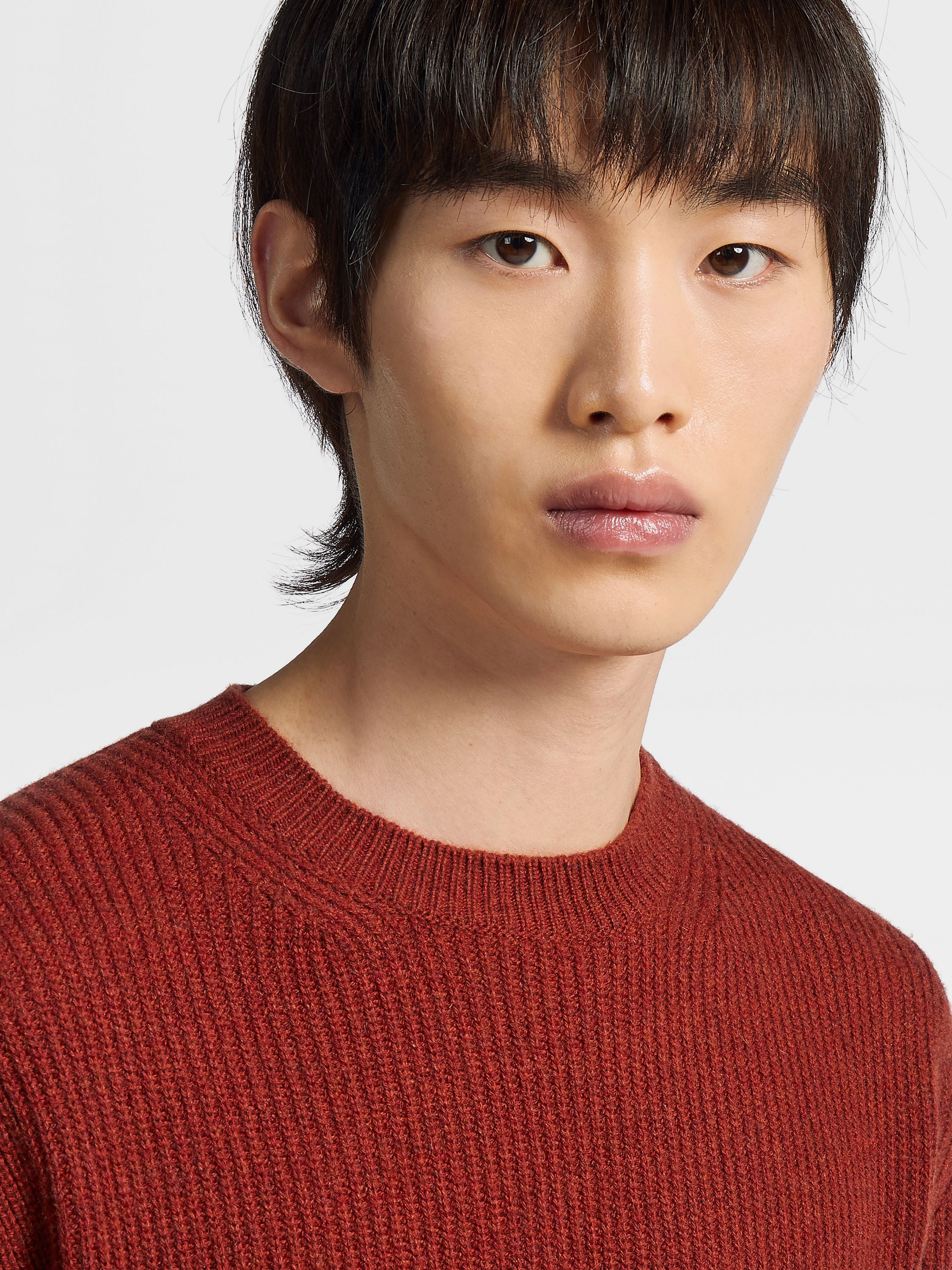 DARK RED MÉLANGE OASI CASHMERE CREWNECK - 4