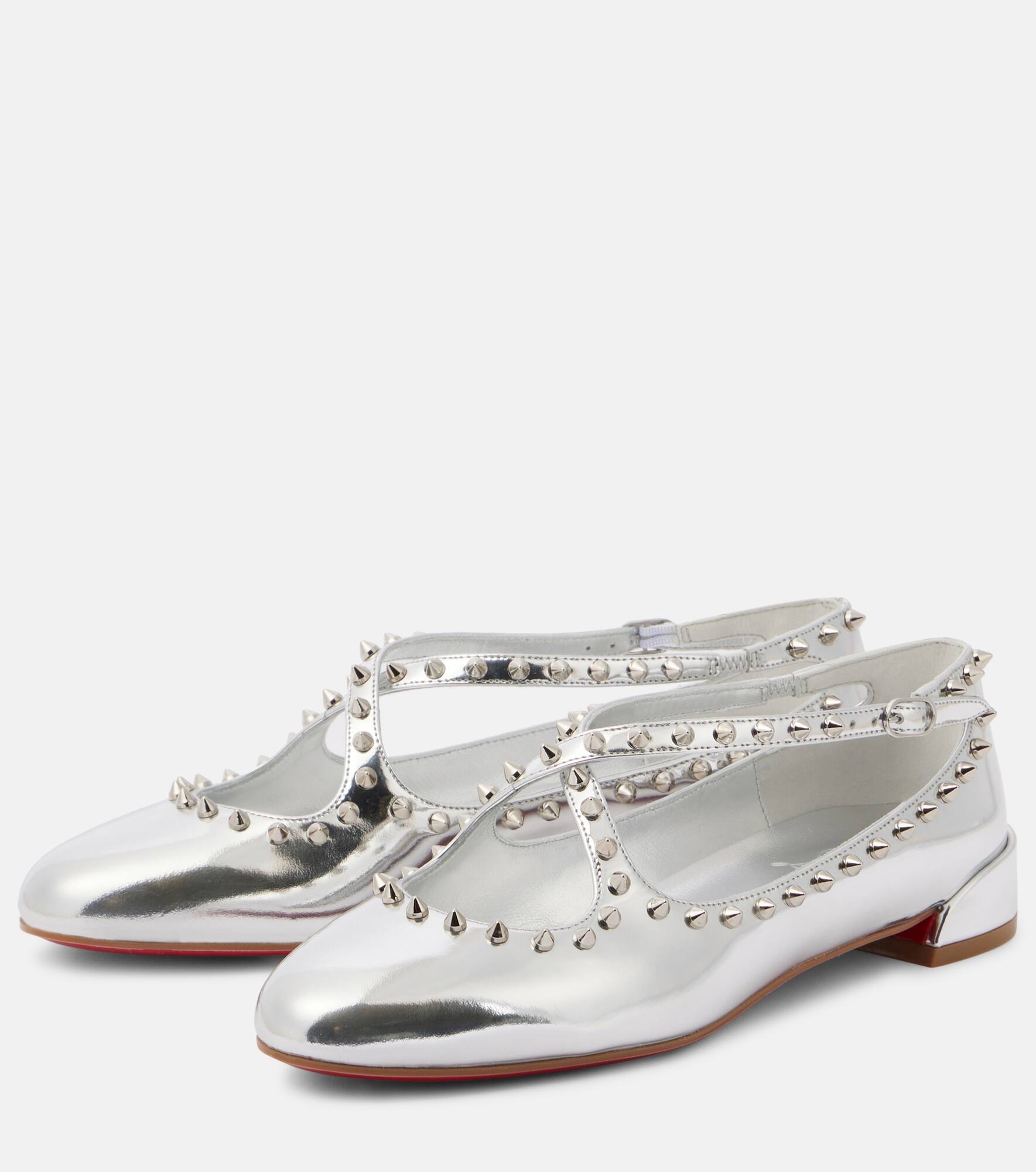 Pilouta Jane spiked metallic leather ballet flats - 4